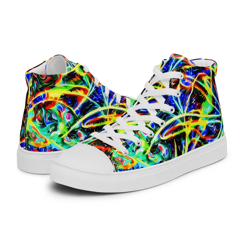 Luminous Overgrowth on Men's High Top Canvas Shoes — Left