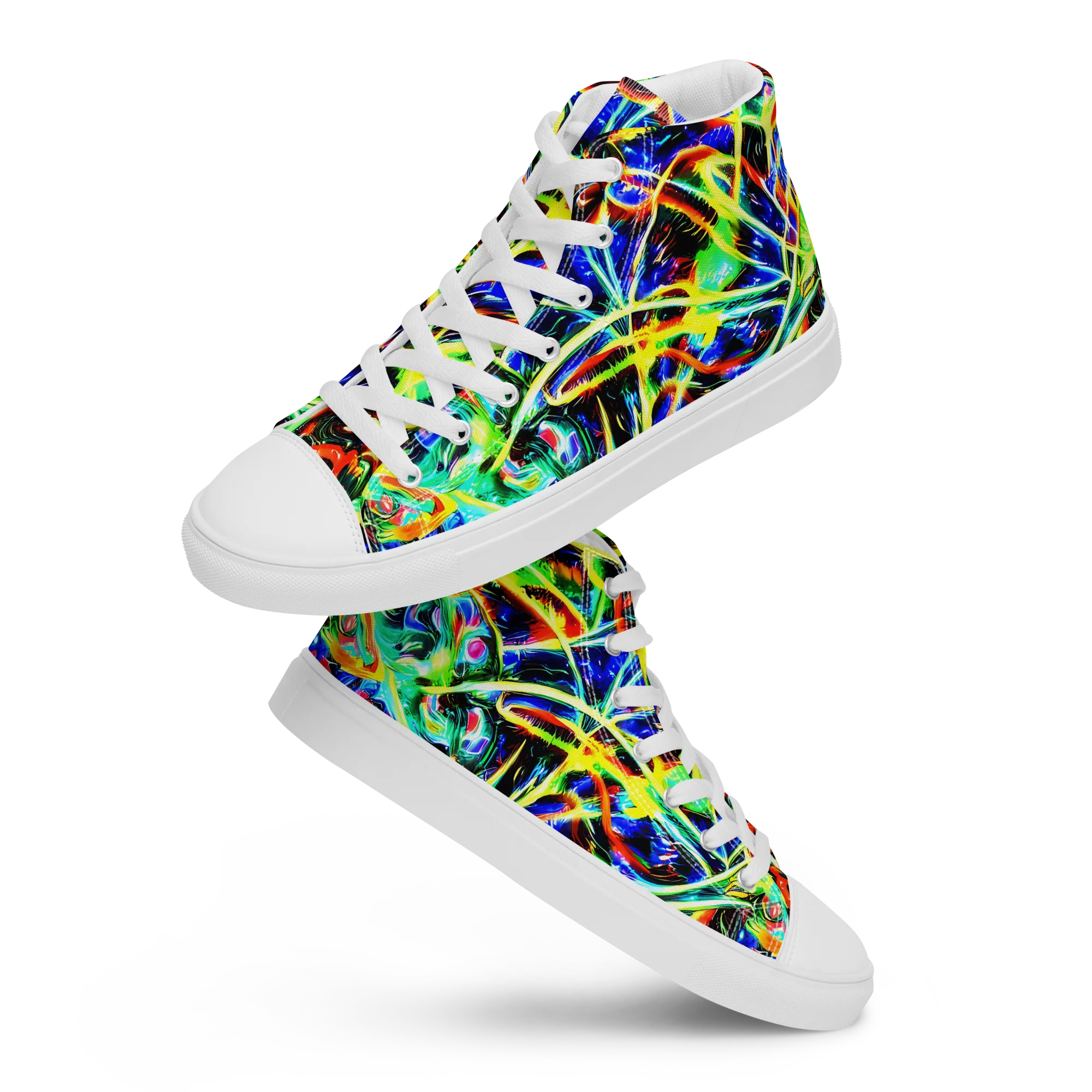 Luminous Overgrowth on Men's High Top Canvas Shoes — Front