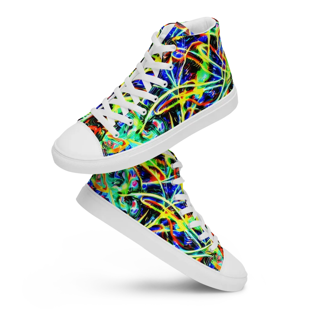 Luminous Overgrowth on Men's High Top Canvas Shoes — Front