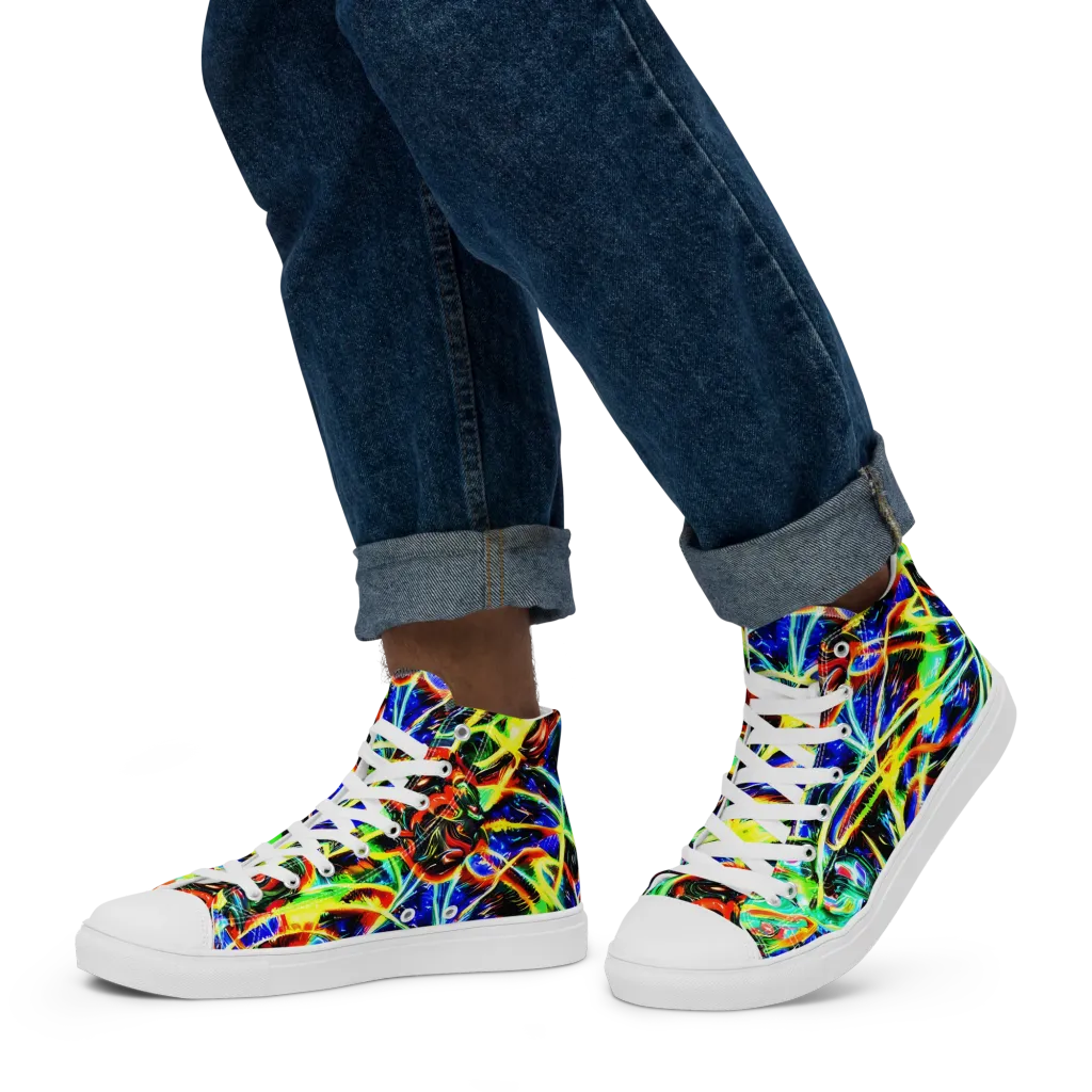 Luminous Overgrowth on Men's High Top Canvas Shoes — Left