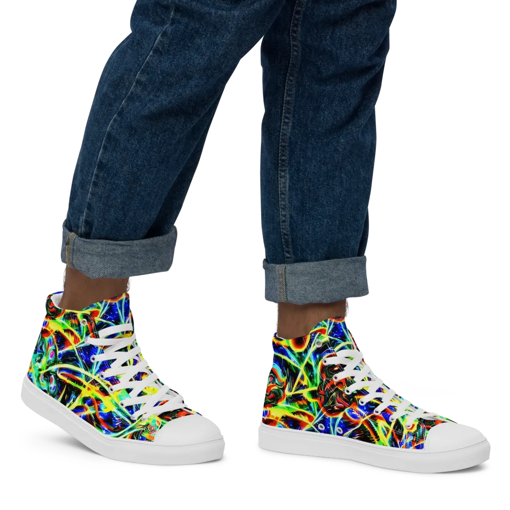 Luminous Overgrowth on Men's High Top Canvas Shoes — Right