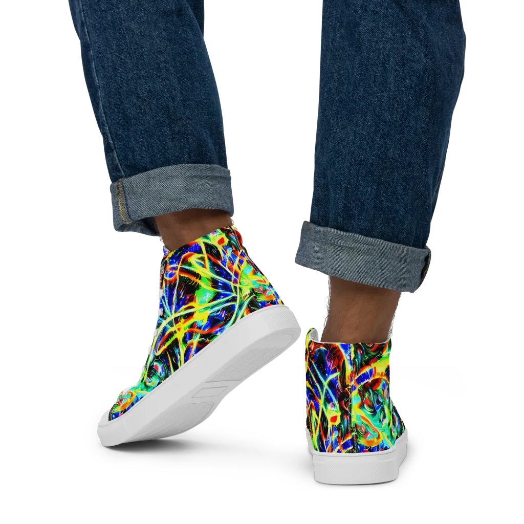 Luminous Overgrowth on Men's High Top Canvas Shoes — Back