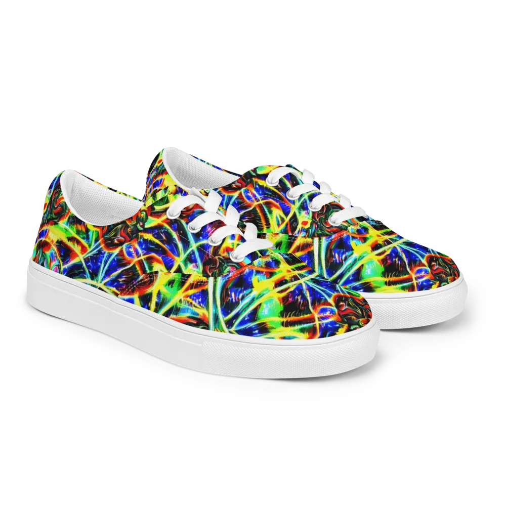 Luminous Overgrowth on Men's Lace-Up Canvas Shoes — Right Front