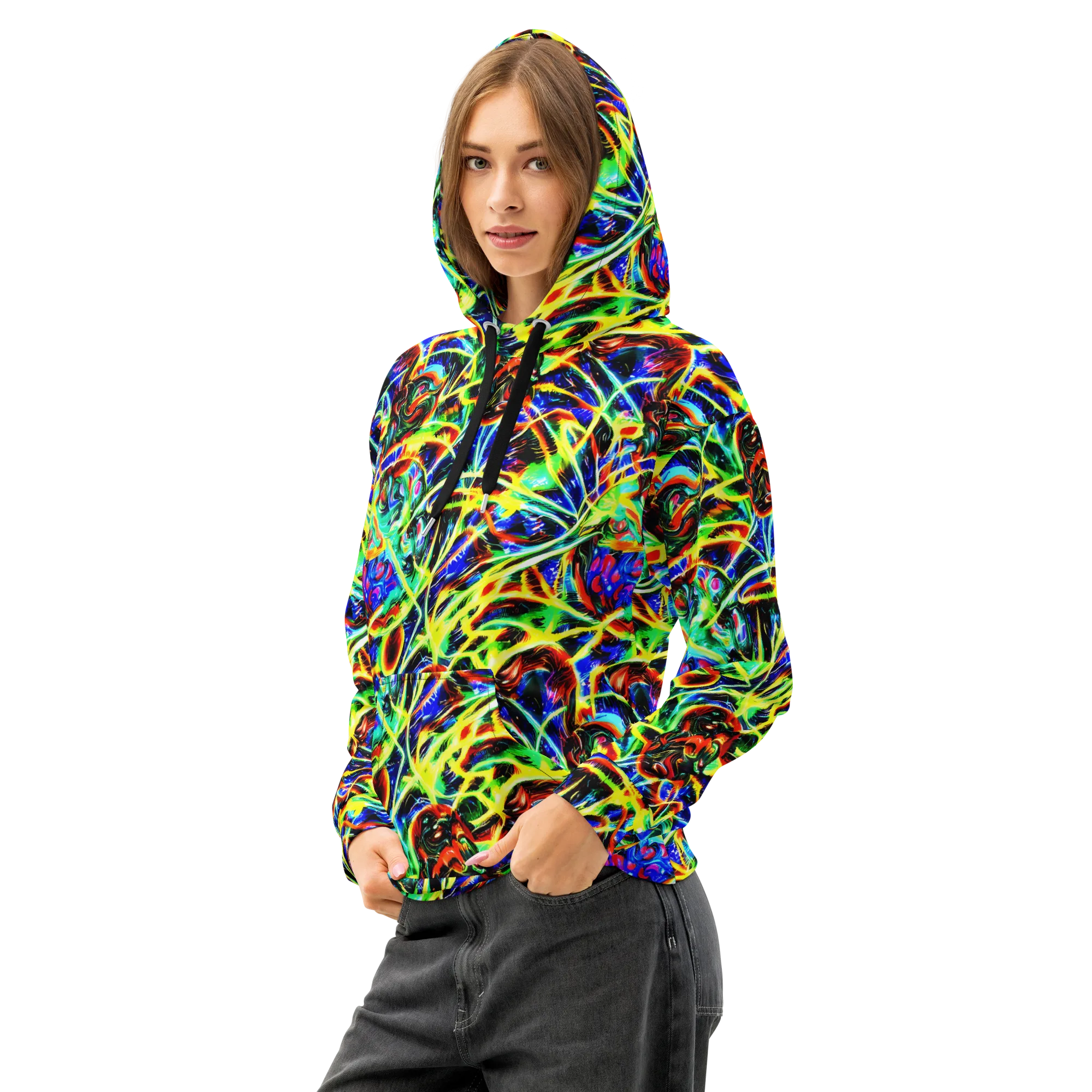 Luminous Overgrowth on Cotton Hoodie — Left Front