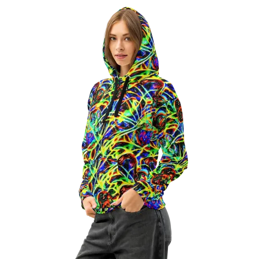 Luminous Overgrowth on a Cotton Hoodie