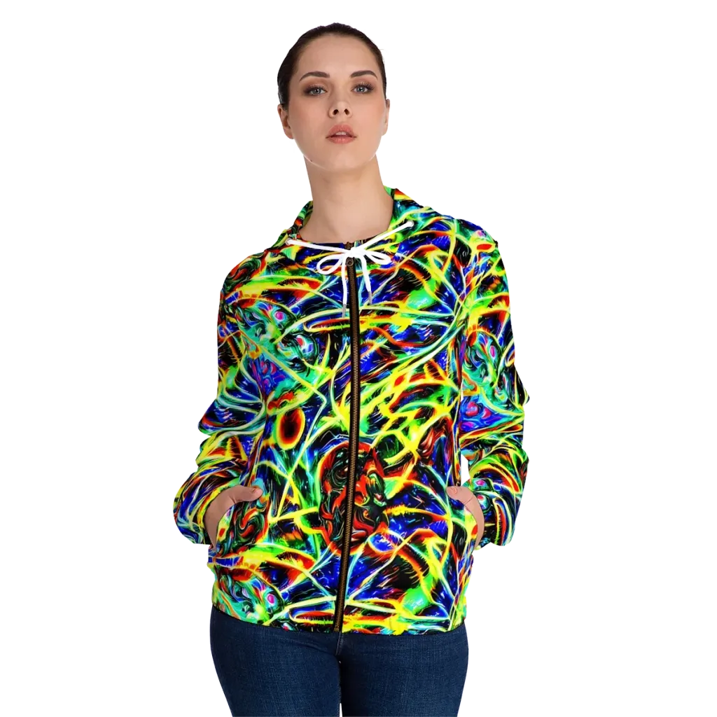 Luminous Overgrowth on Women's Full-Zip Hoodie — Front On Person