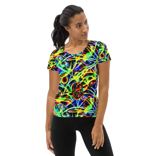 Luminous Overgrowth on a Women's Athletic T-Shirt