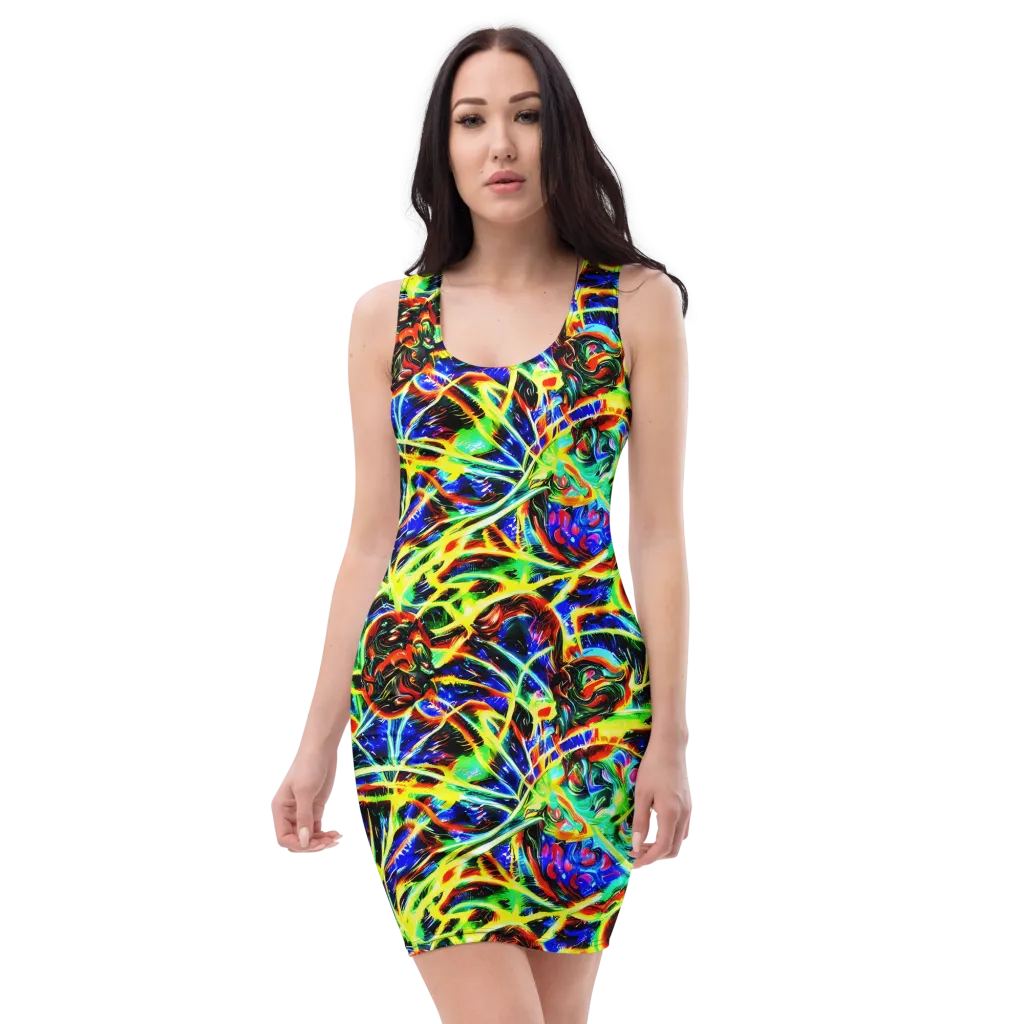 Luminous Overgrowth on Bodycon Dress — Front