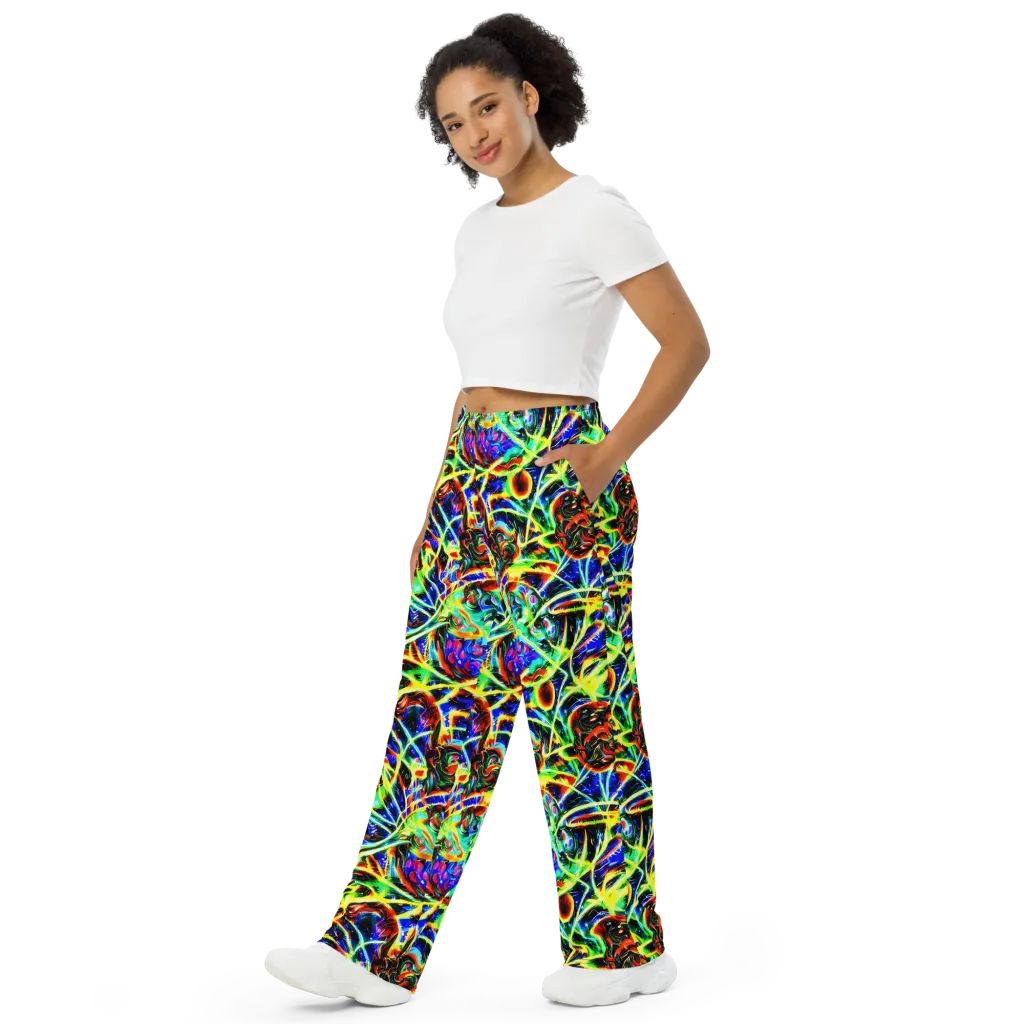 Luminous Overgrowth on Wide-Leg Pants — Left Front