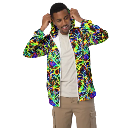 Luminous Overgrowth on a Men's Windbreaker