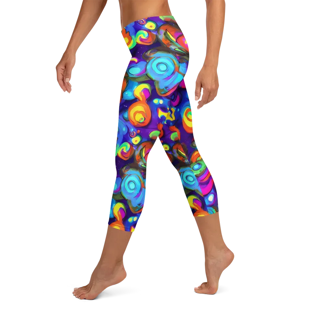 Chromatic Candyfield on Capri Leggings — Left