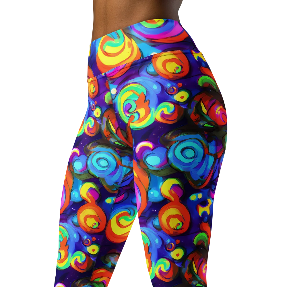 Chromatic Candyfield on Yoga Leggings — Left Front