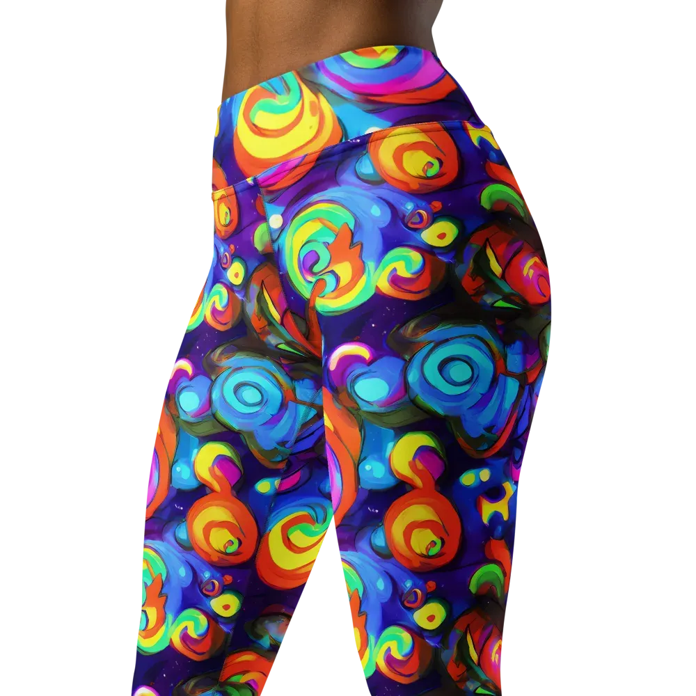 Chromatic Candyfield on Yoga Leggings — Left Front