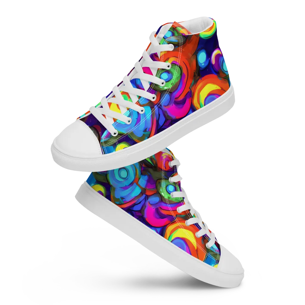 Chromatic Candyfield on Men's High Top Canvas Shoes — Front