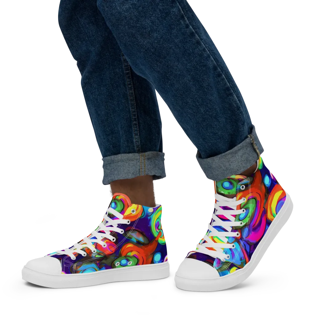 Chromatic Candyfield on Men's High Top Canvas Shoes — Left