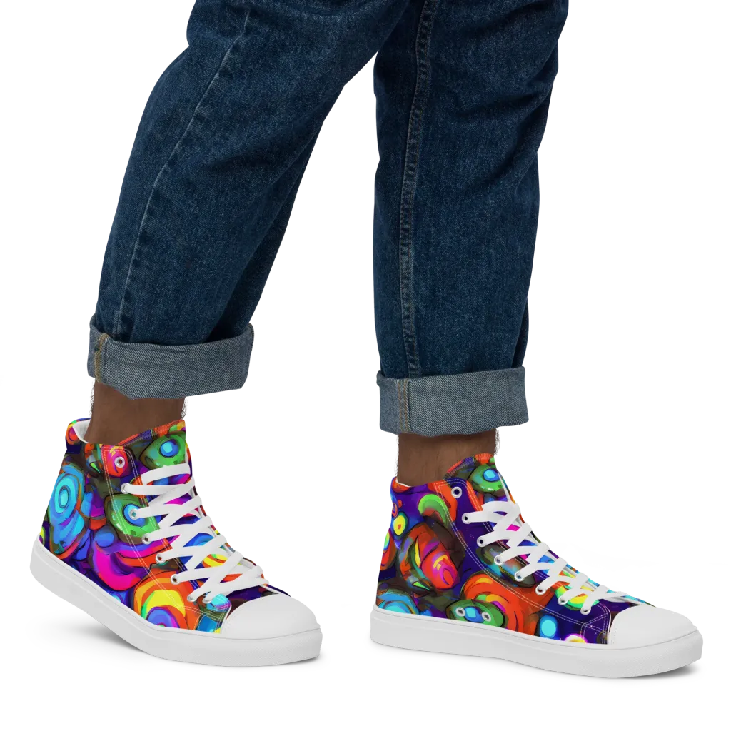 Chromatic Candyfield on Men's High Top Canvas Shoes — Right