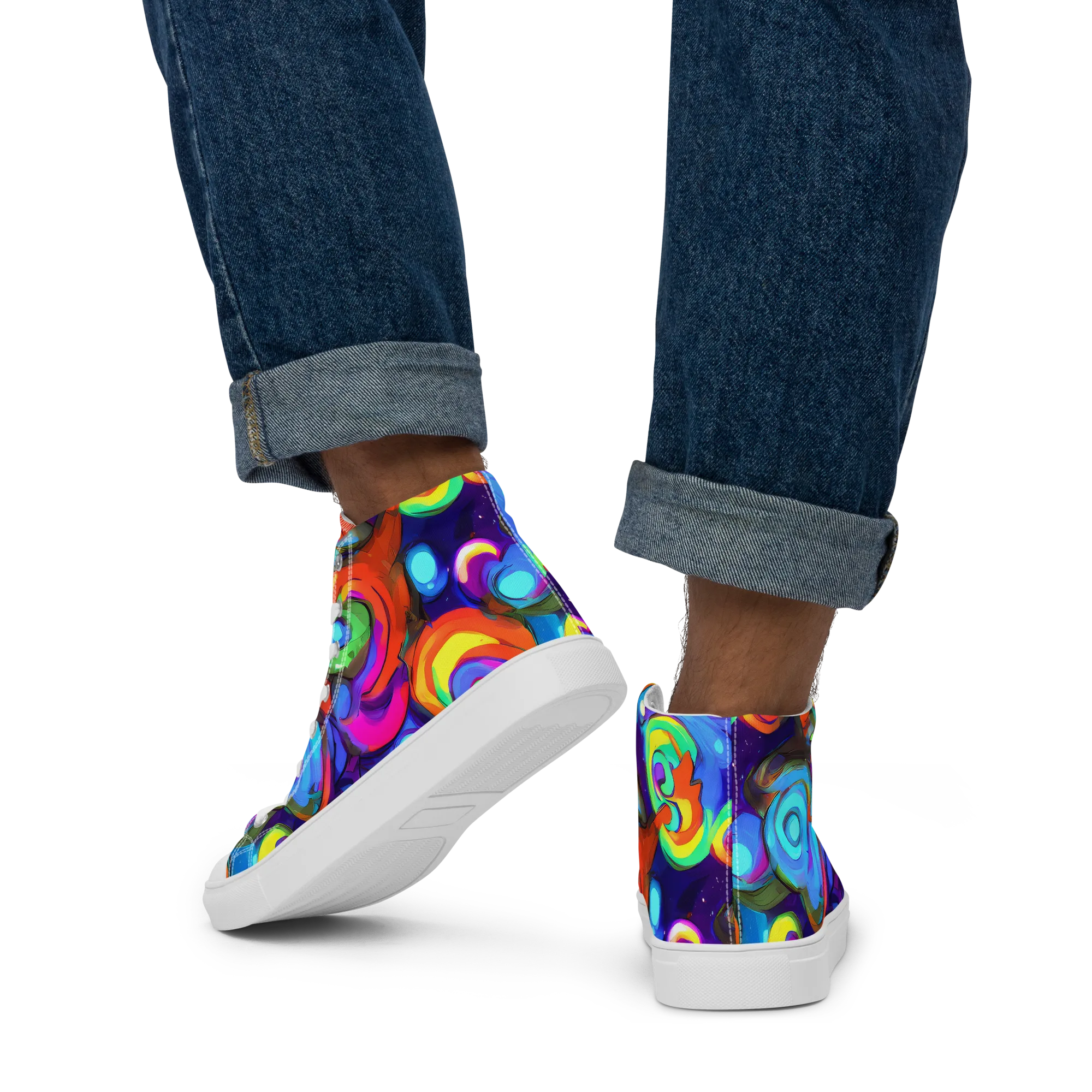 Chromatic Candyfield on Men's High Top Canvas Shoes — Back