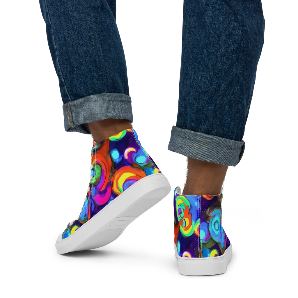 Chromatic Candyfield on Men's High Top Canvas Shoes — Back