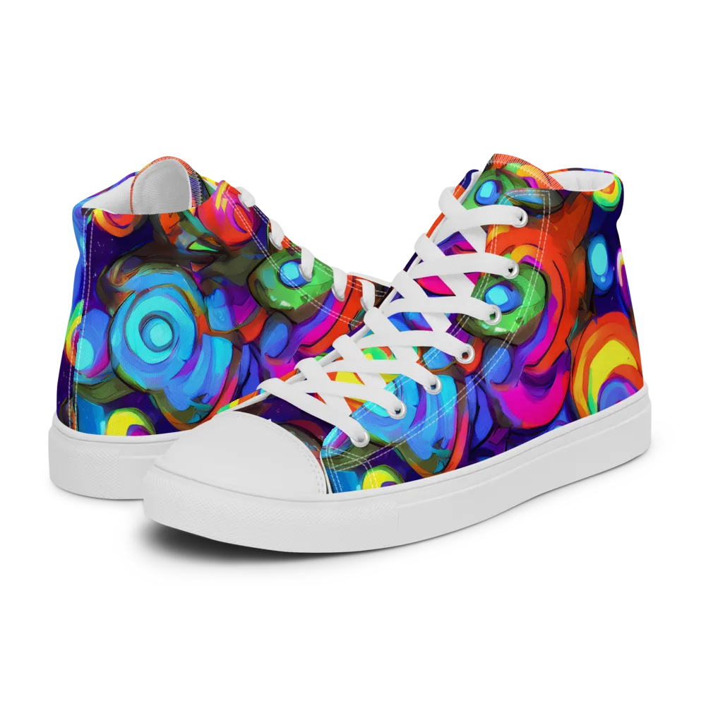 Chromatic Candyfield on Women's High Top Canvas Shoes — Left