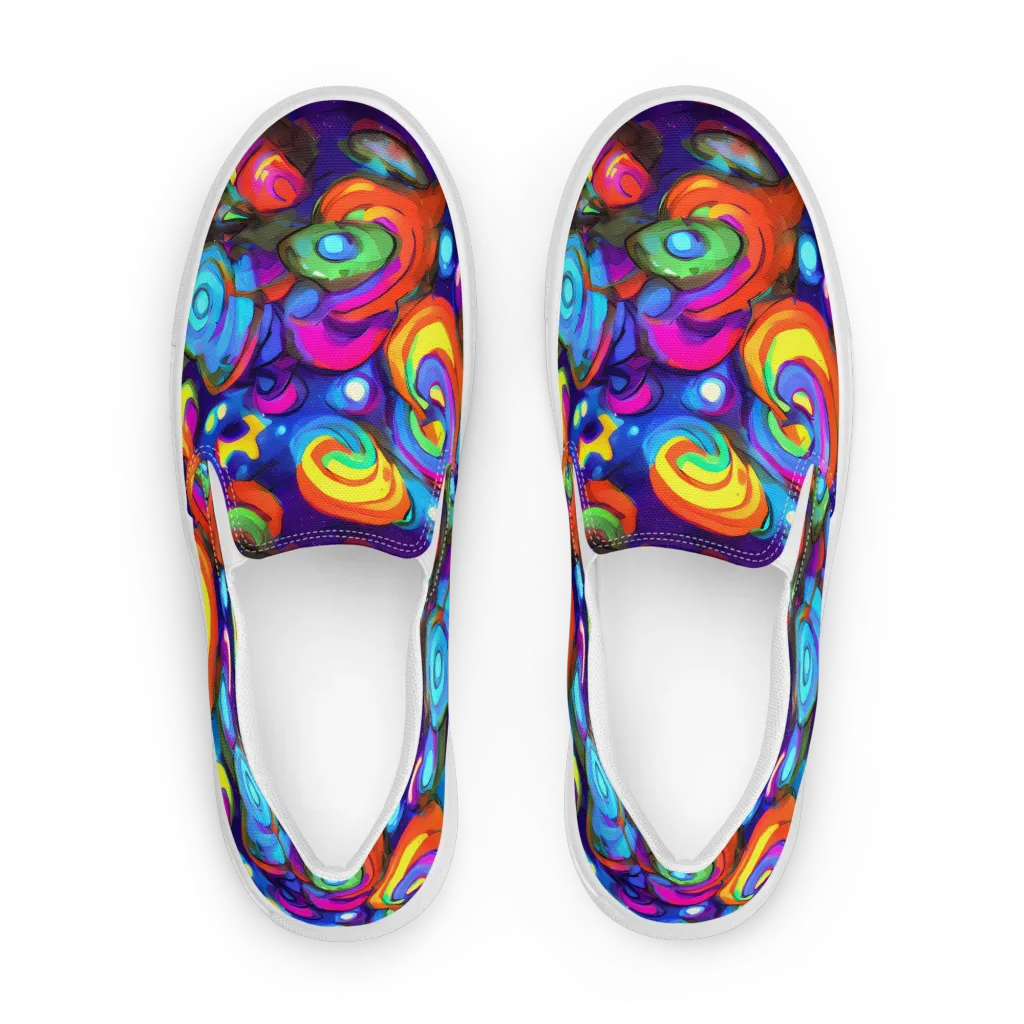 Chromatic Candyfield on Men's Slip-On Canvas Shoes — Front