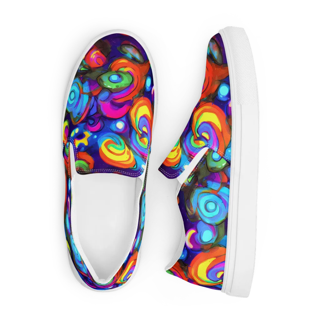 Chromatic Candyfield on Men's Slip-On Canvas Shoes — Front