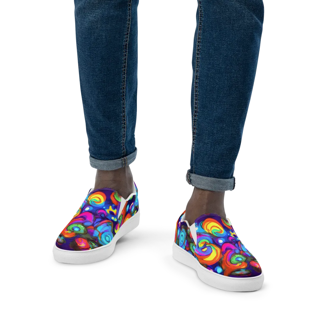 Chromatic Candyfield on Men's Slip-On Canvas Shoes — Front