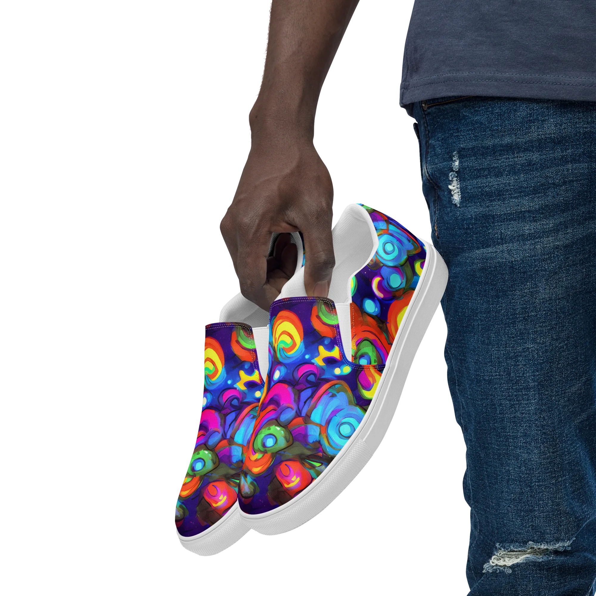 Chromatic Candyfield on Men's Slip-On Canvas Shoes — Left Front