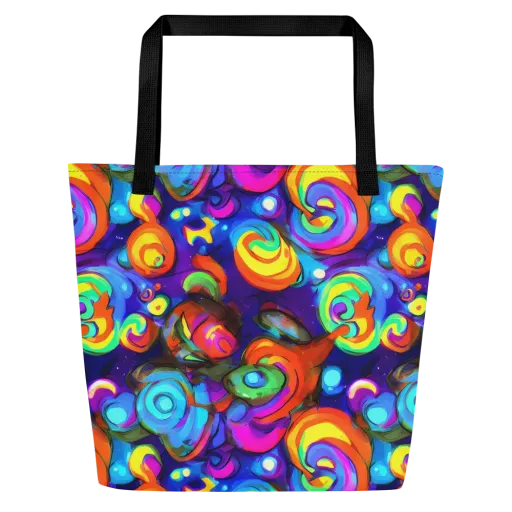 Chromatic Candyfield on a Large Tote Bag W/ Pocket