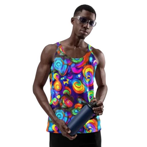 Chromatic Candyfield on a Men's Tank Top