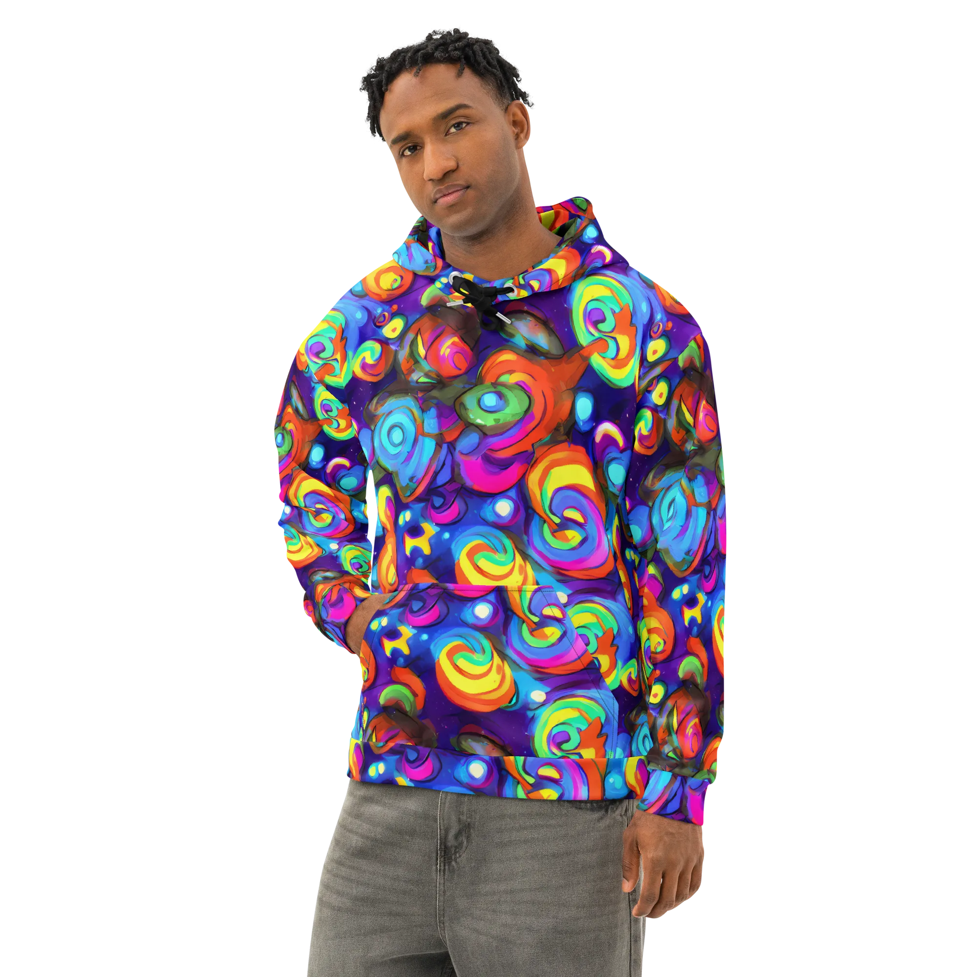 Chromatic Candyfield on Cotton Hoodie — Left Front