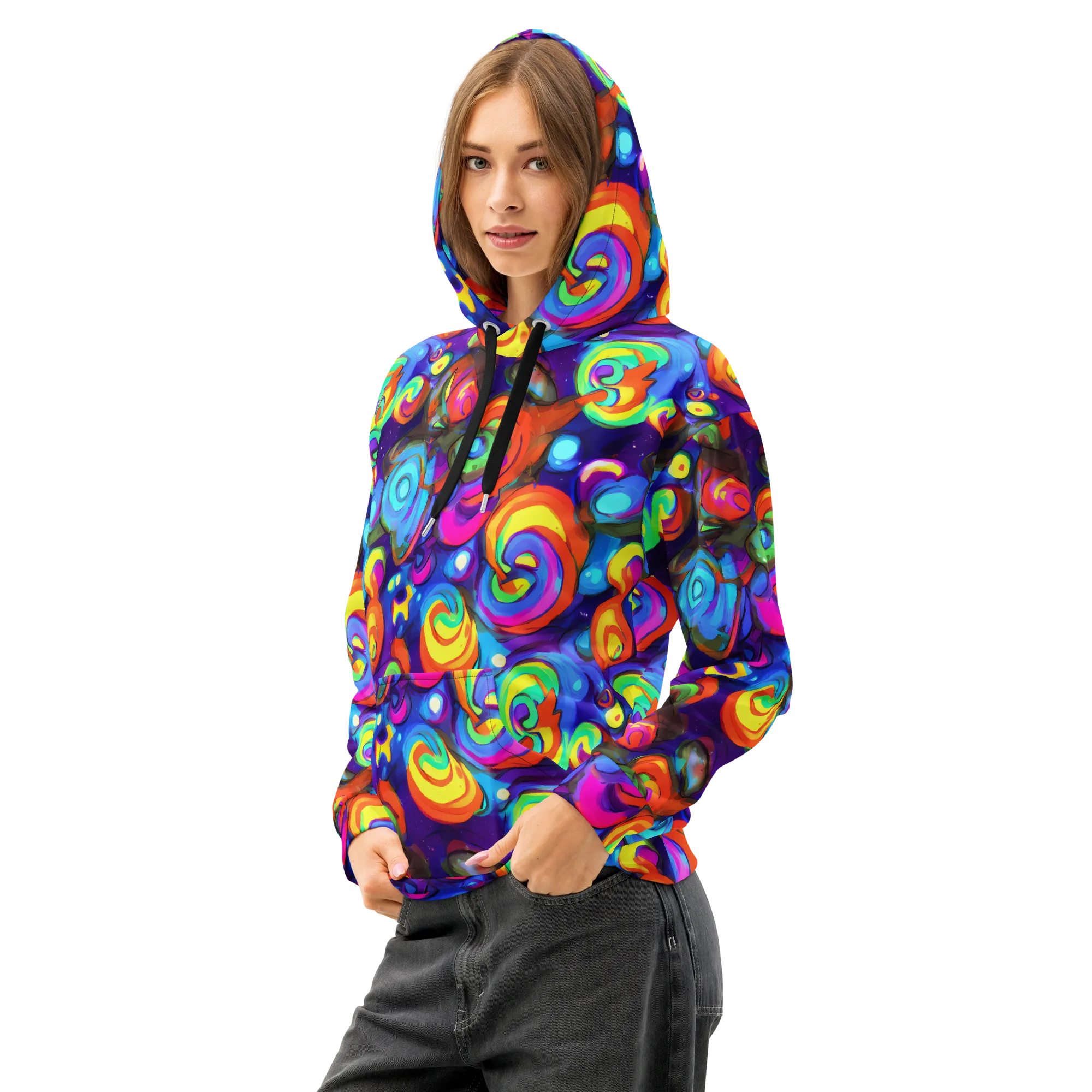 Chromatic Candyfield on Cotton Hoodie — Left Front