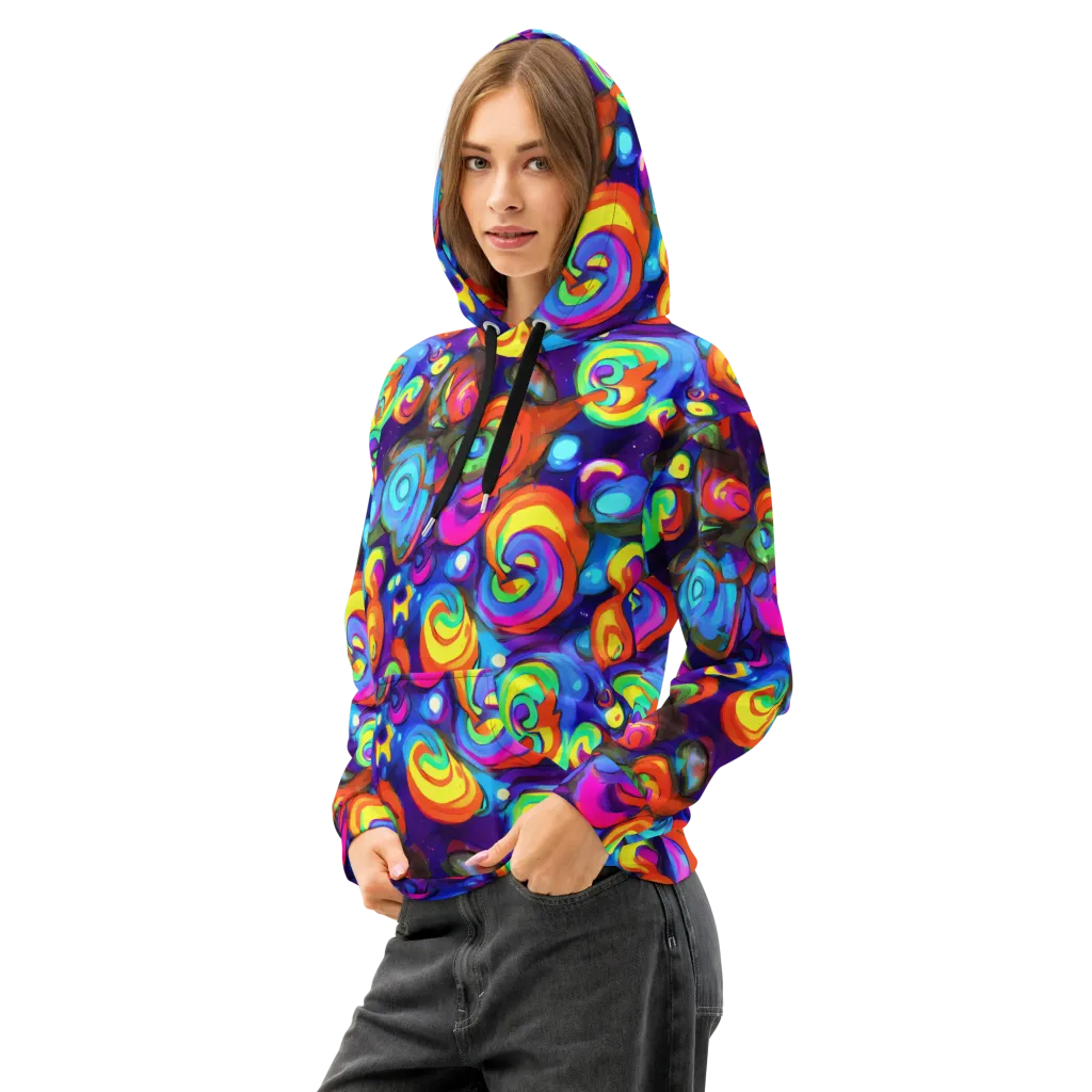 Chromatic Candyfield on Cotton Hoodie — Left Front