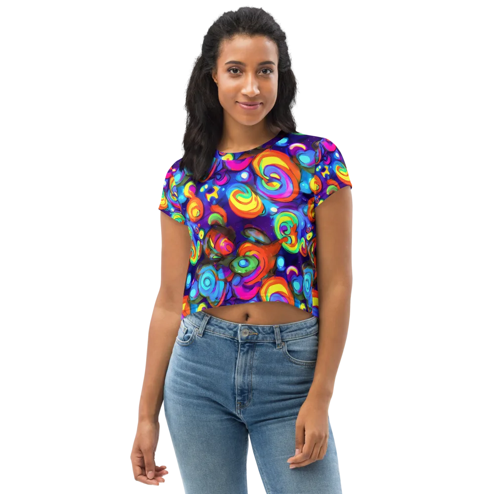 Chromatic Candyfield on Crop Tee — Front