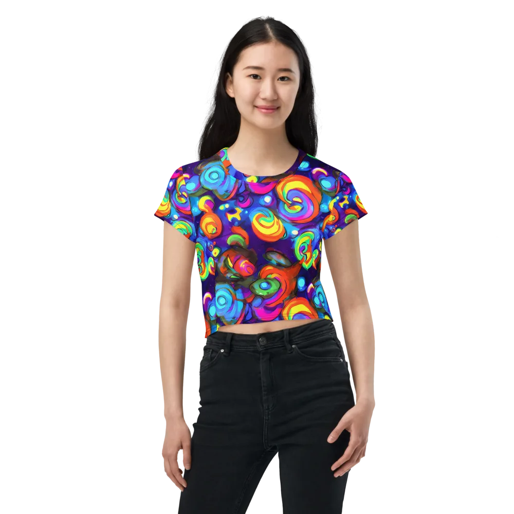 Chromatic Candyfield on Crop Tee — Front