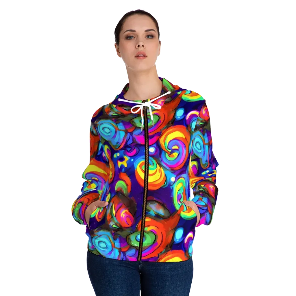 Chromatic Candyfield on Women's Full-Zip Hoodie — Front On Person