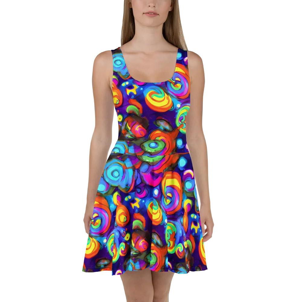 Chromatic Candyfield on Skater Dress — Front