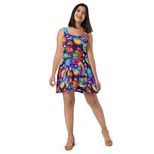 Chromatic Candyfield on a Skater Dress