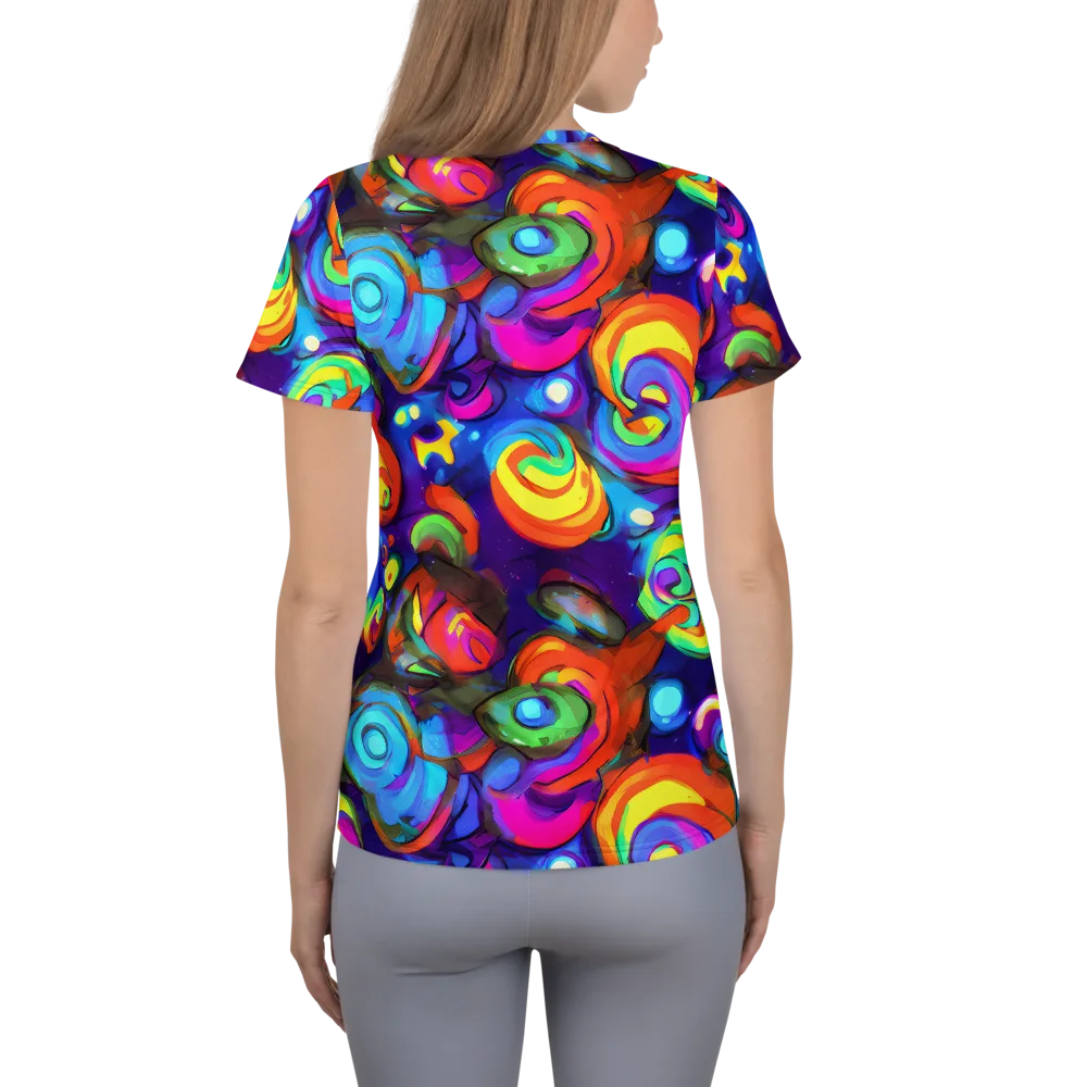 Chromatic Candyfield on Women's Athletic T-Shirt — Back