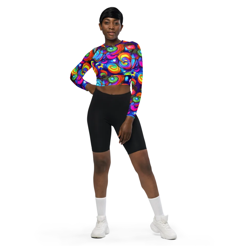 Chromatic Candyfield on Long Sleeve Crop Top — Front