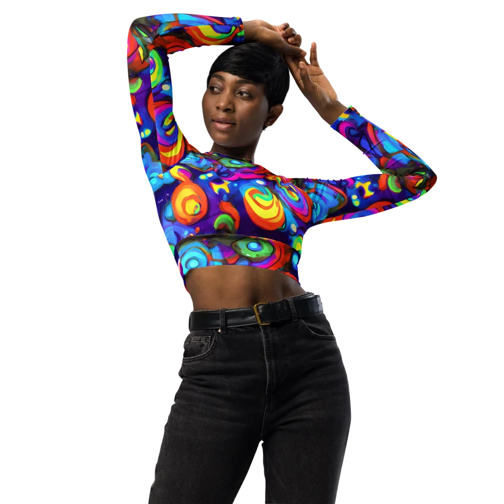 Chromatic Candyfield on Long Sleeve Crop Top — Front