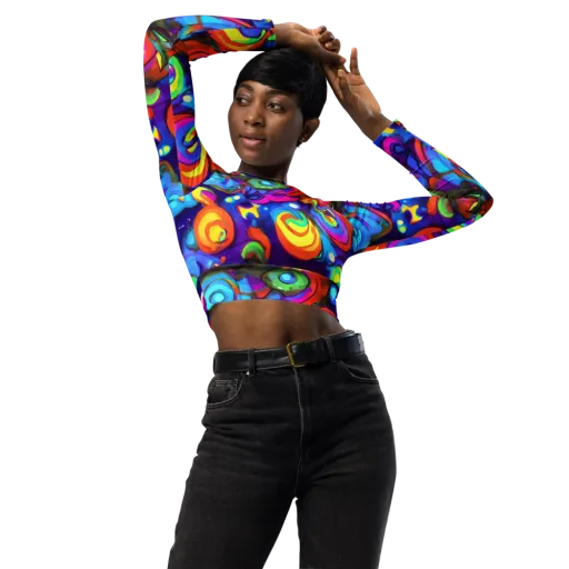 Chromatic Candyfield on a Long Sleeve Crop Top