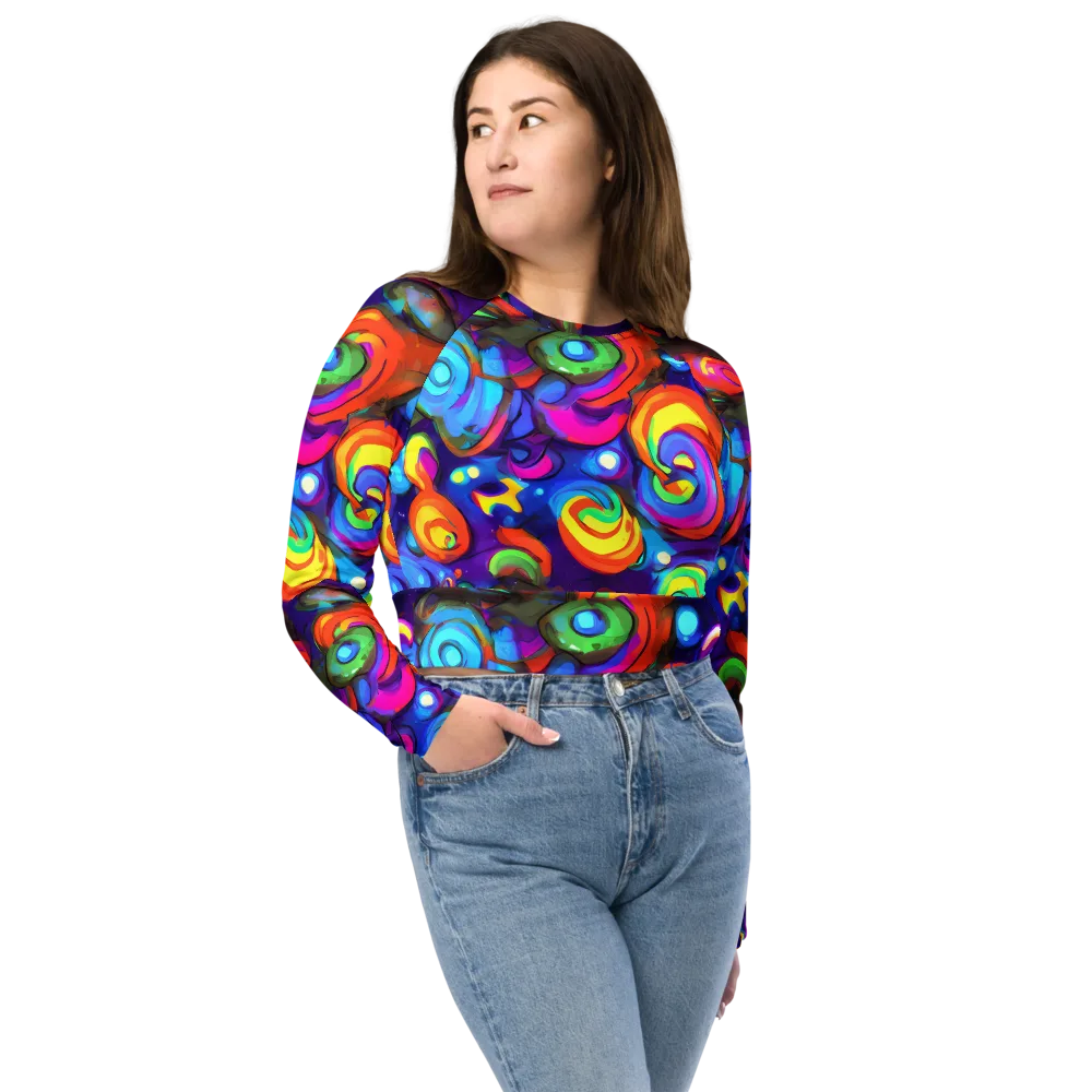 Chromatic Candyfield on Long Sleeve Crop Top — Front