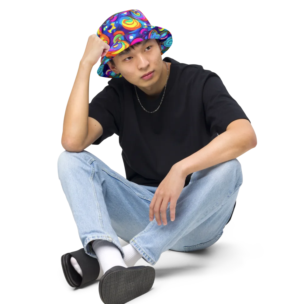 Chromatic Candyfield on Reversible Bucket Hat — Front 2 Inside