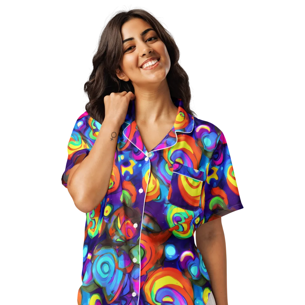 Chromatic Candyfield on Women's Short Sleeve Pajama Top — Front
