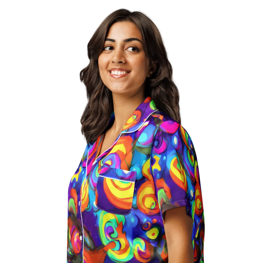 Chromatic Candyfield on Women's Short Sleeve Pajama Top — Left Front