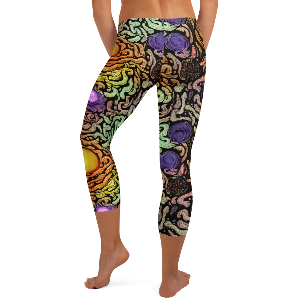 Psychedelic Harvest on Capri Leggings — Back
