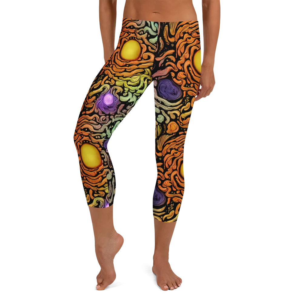 Psychedelic Harvest on Capri Leggings — Front