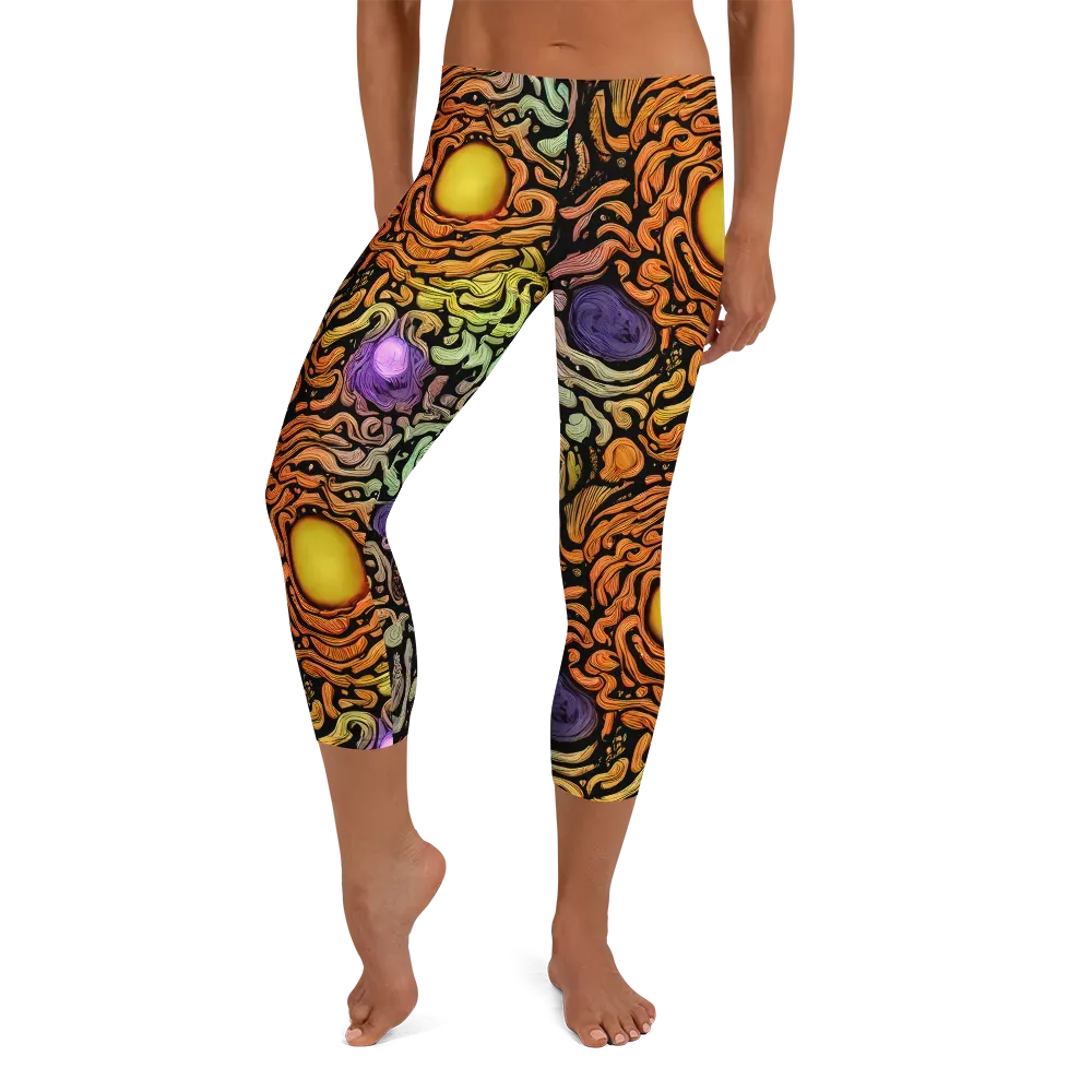 Psychedelic Harvest on Capri Leggings — Front
