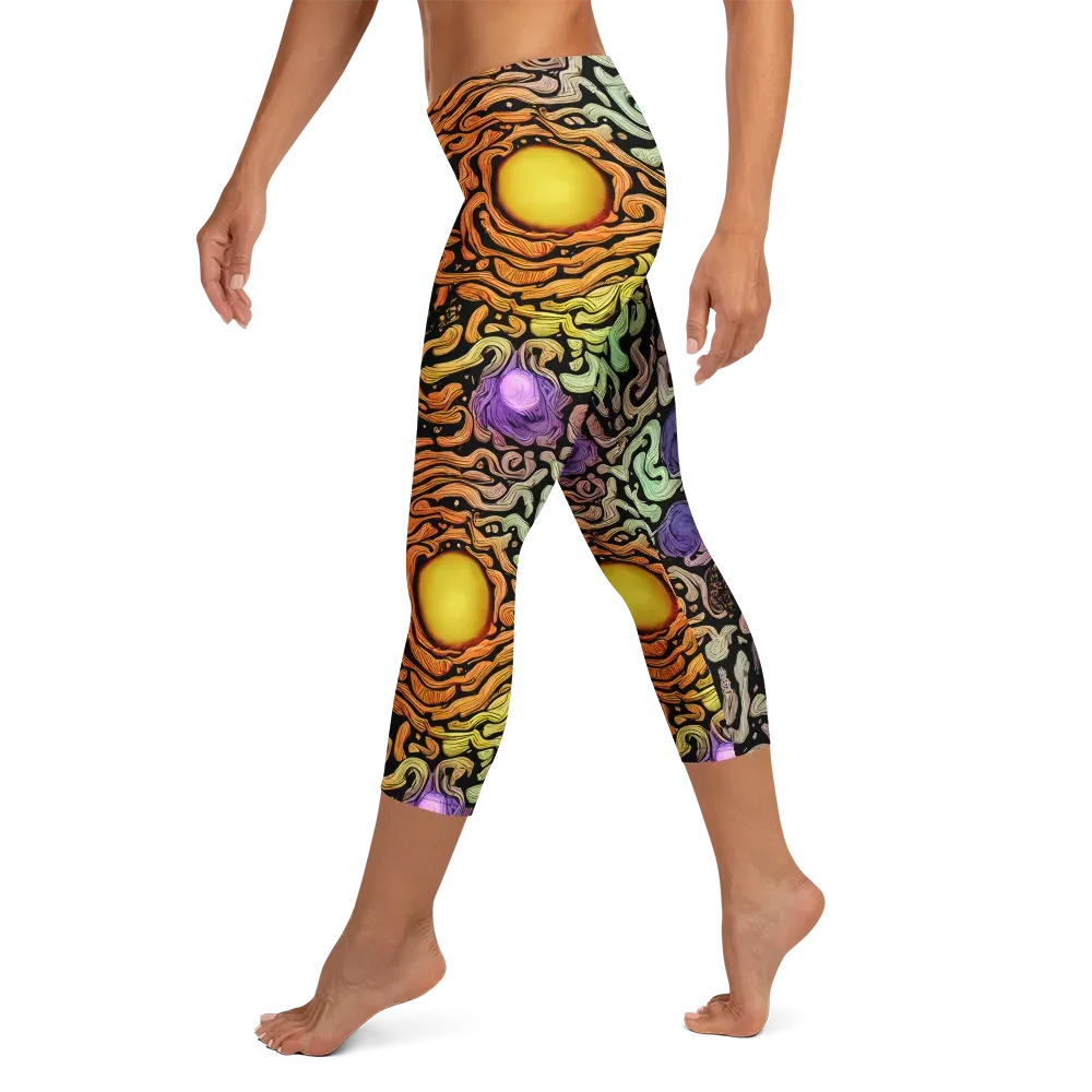 Psychedelic Harvest on Capri Leggings — Left