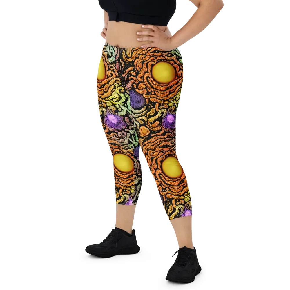 Psychedelic Harvest on Capri Leggings — Front